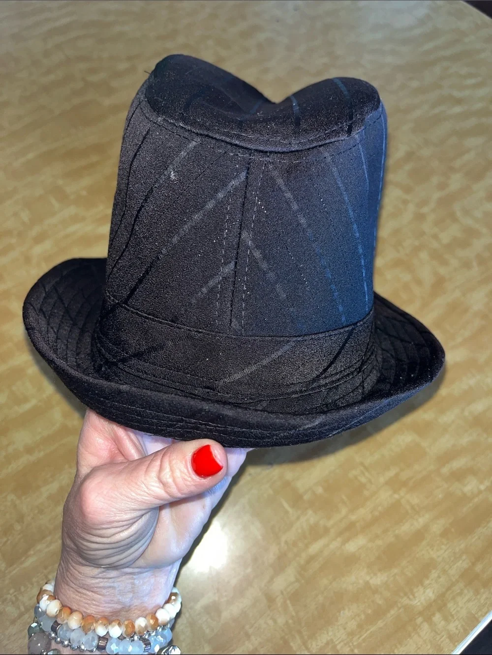 Source Unknown Black Pinstripe Fedora Hat OS